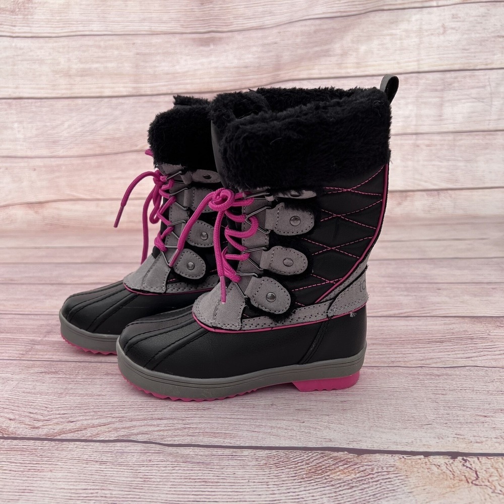 Totes Adventure Gear Shelby Black /Gray Winter Snow Boots Girls Size 12 Med